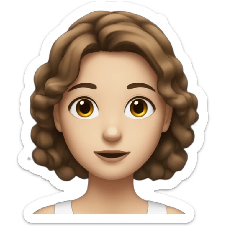 stars around girl with brown hair and white skin and black eyes sticker