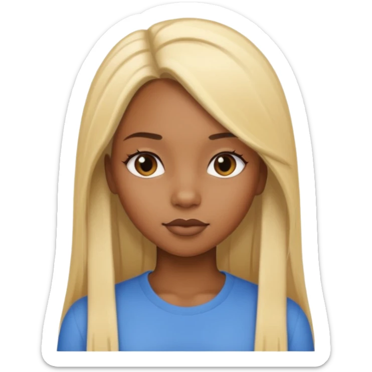 Black girl with long straight blonde hair sticker