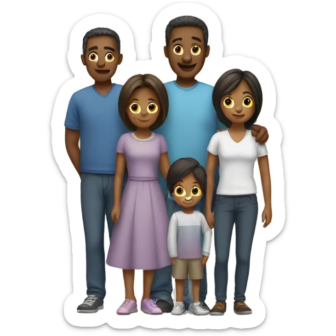 family with two boys one girl and their parents sticker