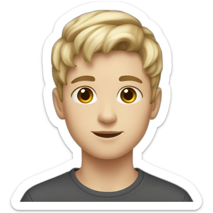 Boy with almost blond and short hair 13 year old boy with brown eyes and white skin color sticker