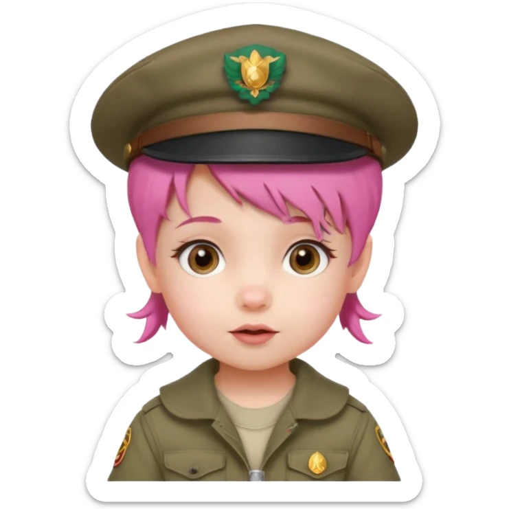 very small baby scout girl with pink hair and scout hat sticker