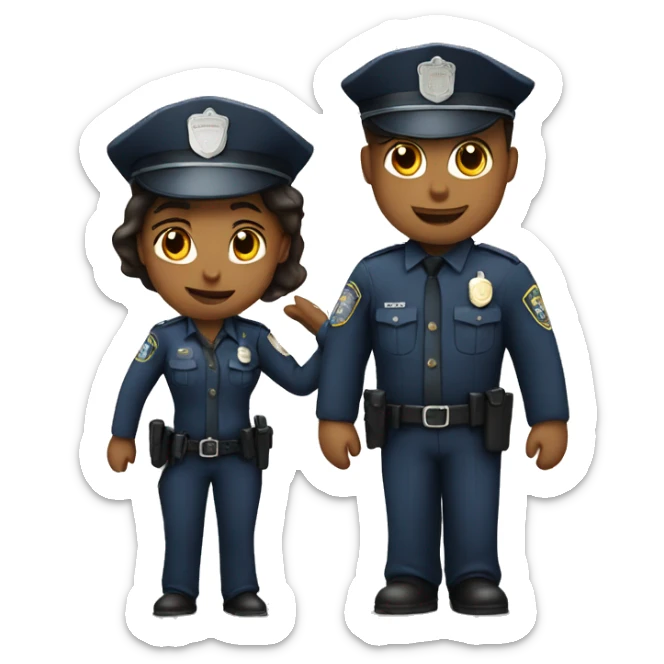 Police Woman With Police man in love sticker