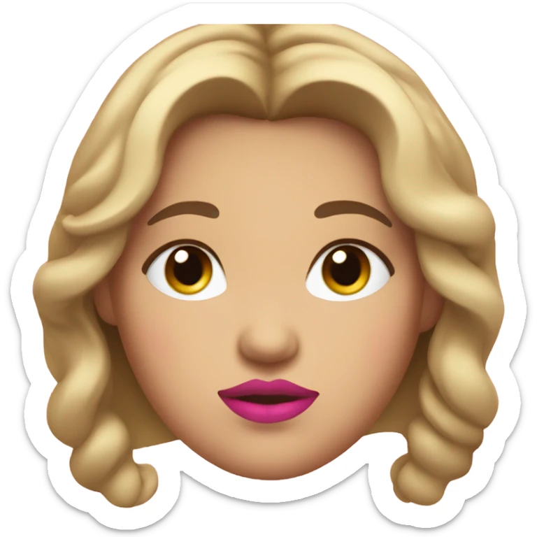 A fat gurl with browen light hair and beautiful browen eyes and a pink lips and pink cheeks  sticker