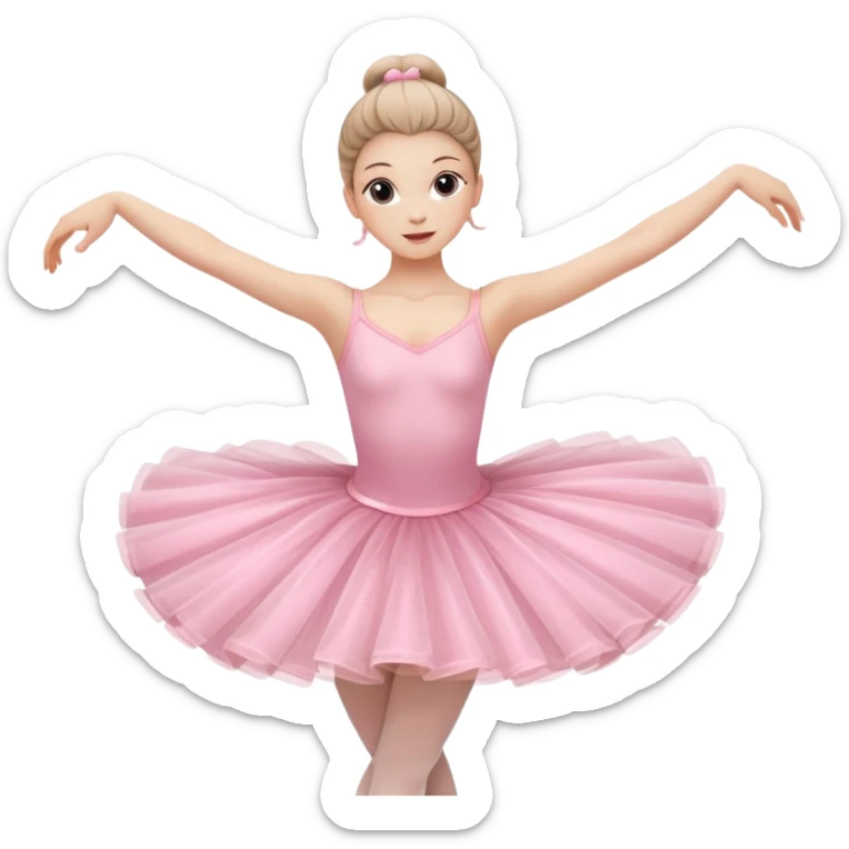 A graceful ballerina in a pink tutu, spinning lightly with arms curved elegantly.
 sticker