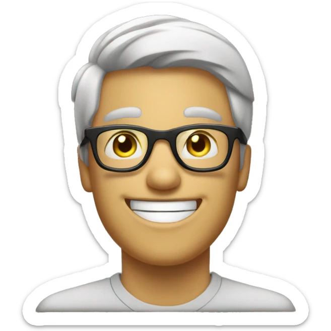 A man with glasses smiling broadly as he raises his thumb in a sign of joy and confidence. His glasses shine with flashes of happiness in the gif. sticker