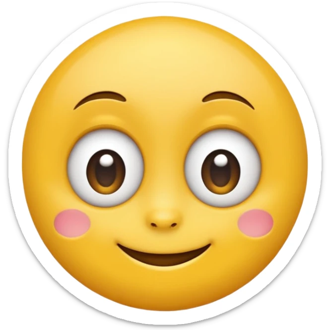 Emoji, yellow round smiling face, big eyes sticker