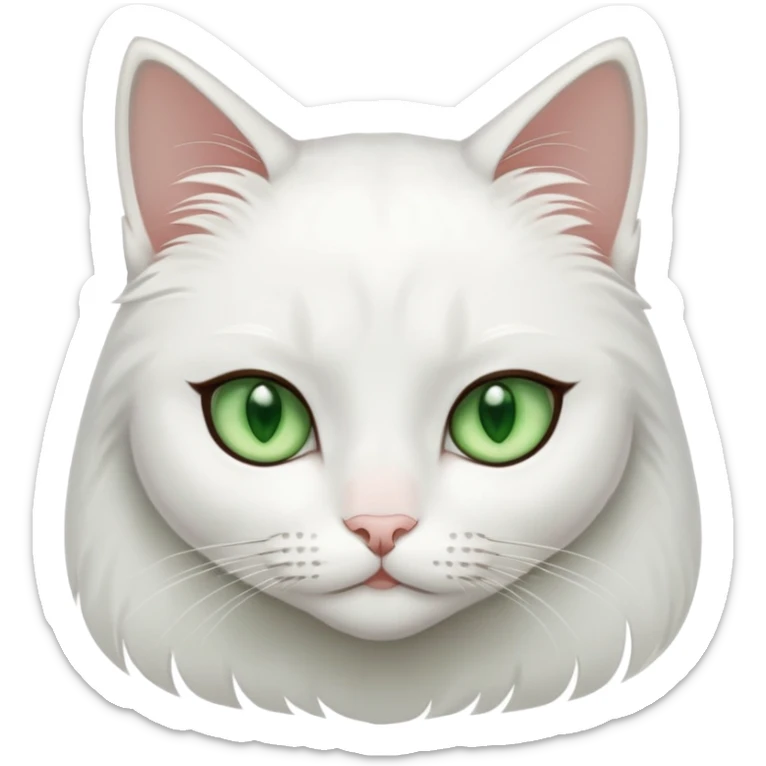 A white jinjila green eyes cat and a black hair brown eyes girl sticker