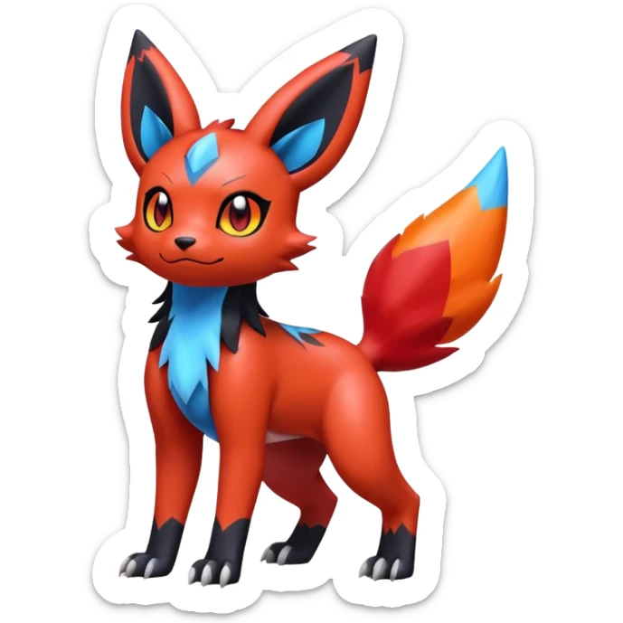 Cute Shiny Guilmon-Quilava-Litten-Umbreon-Fakémon-hybrid-creature (full body)  sticker