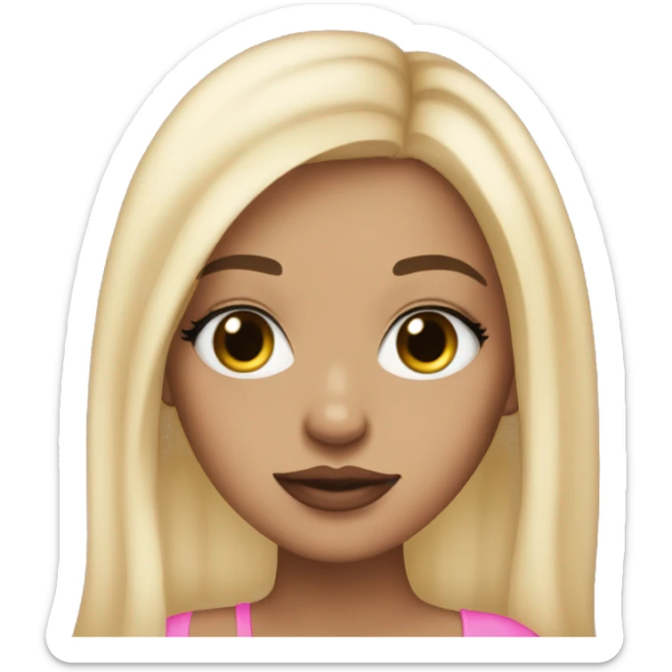 light skin girl, very long eye lashes, pink lips sticker