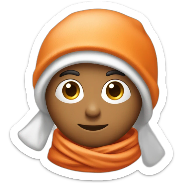 Adam Port who wears a red cap on his head and a white and orange scarf around his neck sticker