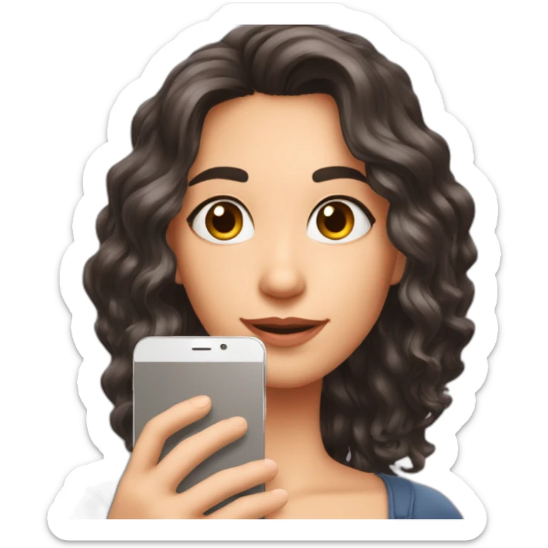 Brune aux cheveux courts qui se prend en selfie avec son téléphone sticker