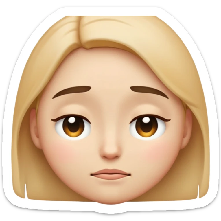 en emoji face looking down and to the side, eyes closed, no blush, in a shy manner, looking a tiny bit sad sticker