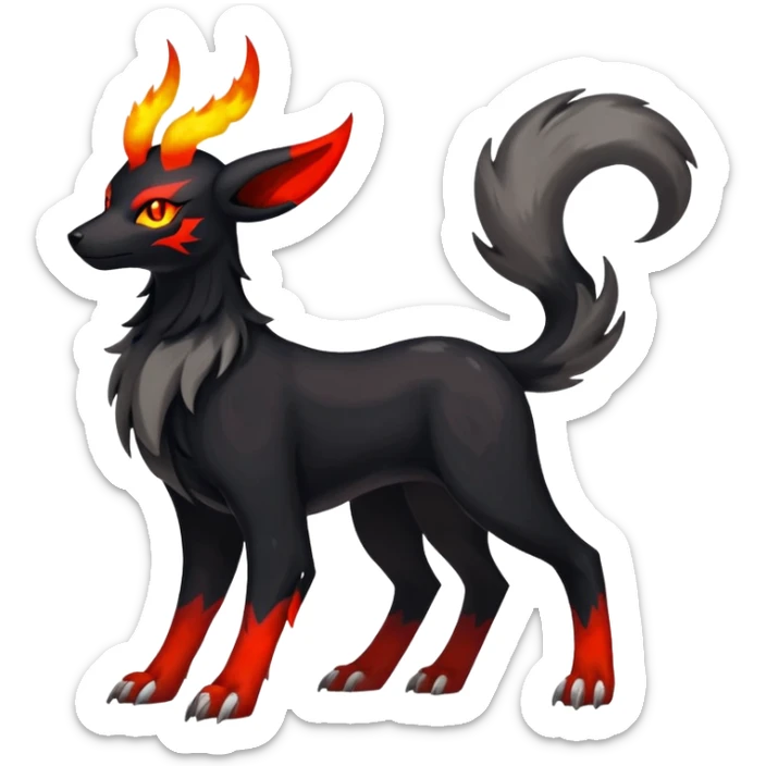 Shiny Exotic Excessive Mysterious Houndoom-Mightyena-Pokémon-Fakémon-hybrid-creature (full body) sticker