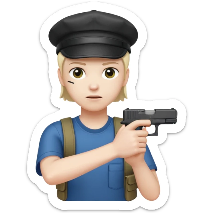 Emoji de iPhone Fantasma con glock 19 en la mano izquierda y con gorra sticker
