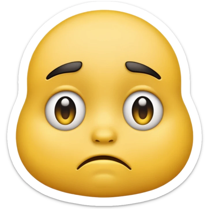 sad face with a big pouty bottom lip, and sad eyes and make it the emoji face not a human face sticker