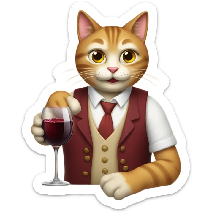 smug looking cat drinking a glass of wine and giving a thumbs up sticker