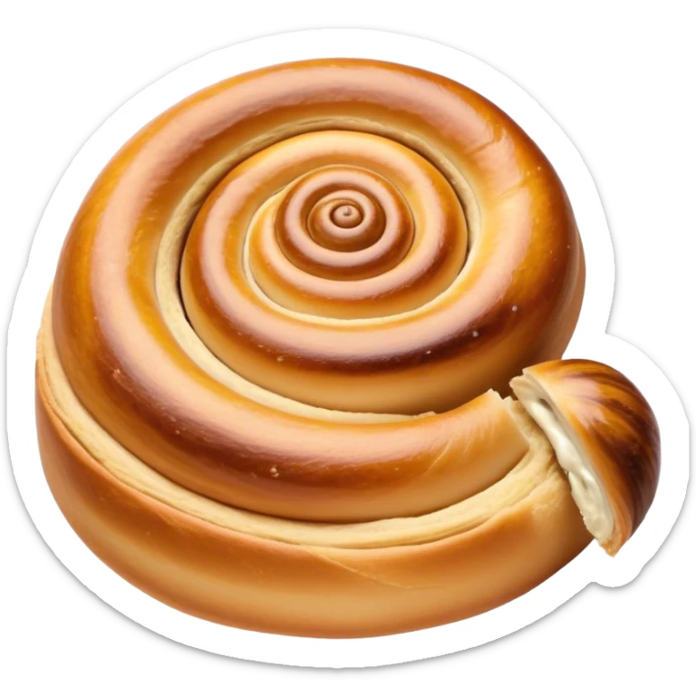 Cinematic delicate escargot pastry, spiral shape with layers of buttery dough, caramelized edges, rich golden-brown tones, elegant and inviting. sticker