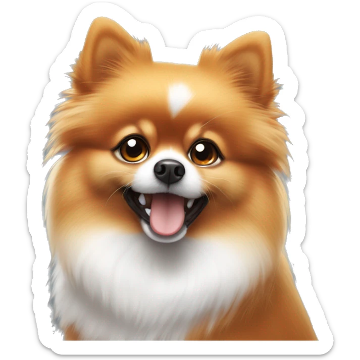 Black and white and orange  Pomeranian with sparkling eyes begging for food sticker
