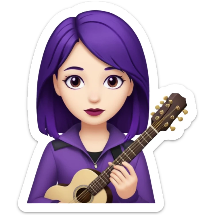 A girl with dark purple hair and musician  sticker