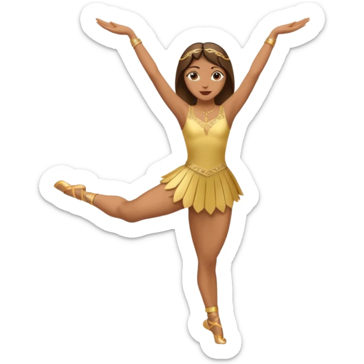 Danseuse avec les mains en l'air en haut avec Paume de mains vers l'extérieur, et une jambe sur la pointe des pieds et l'autre relevée, pliée et avec appui sur l'autre jambe.  sticker