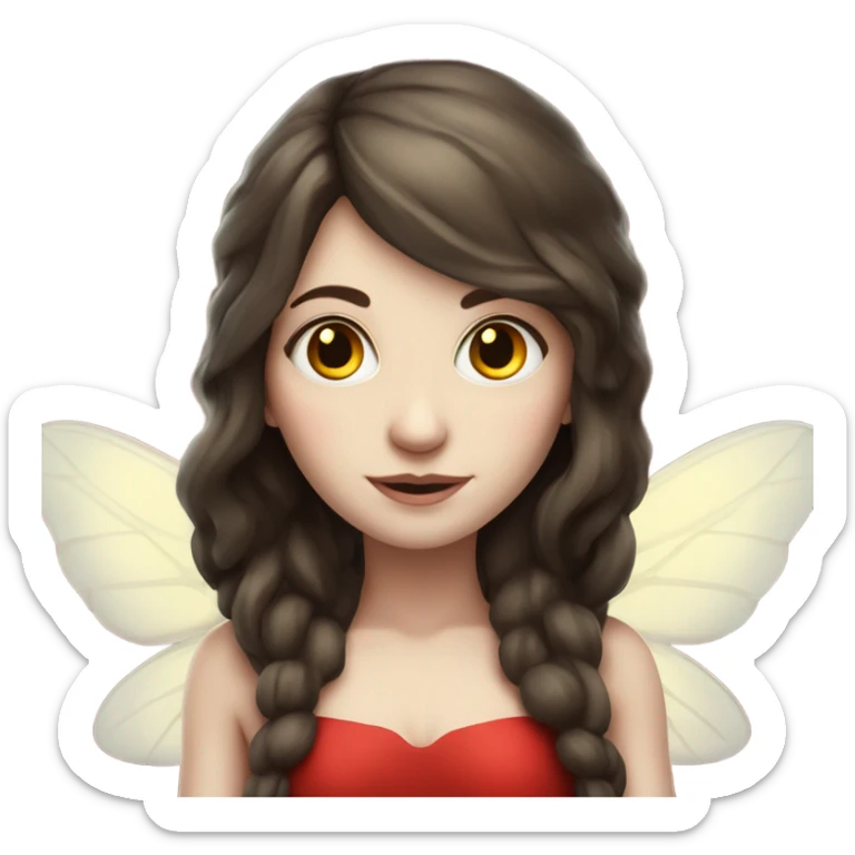 Pale skin, brunette fairy woman with red wings full body sticker