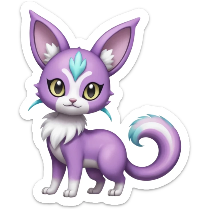 Smooth Soft Dark Pastel Meloetta-Purrloin-Gatomon-Trico-Pokémon-Digimon-Fakémon-fusion-hybrid-creature sticker