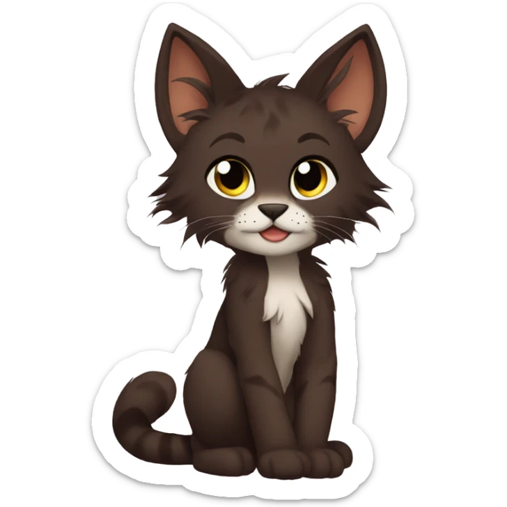 Anthro Shy Cute Cool Edgy Pretty Dark Brown Furry Feline Animal Anthro Sona sticker