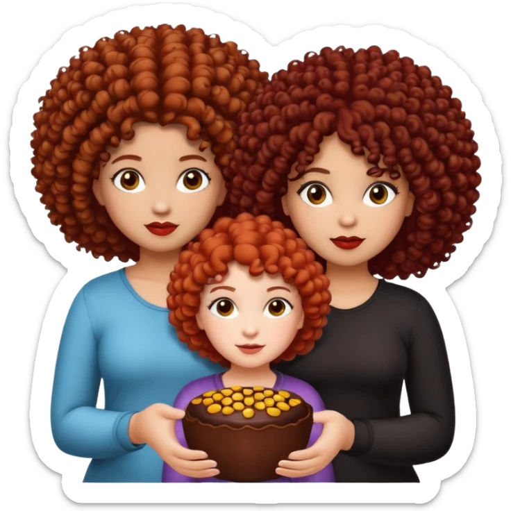 3 chicas.Una gordita rizada de color tigreñit claro oscuro, una coloradita faquita con el pelo pintado de color chocolate, una negrita de pelo afro, que todas sean bonitas plis. sticker