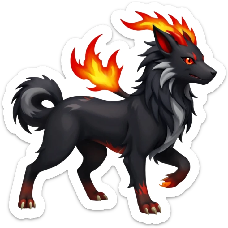 Shiny Exotic Excessive Mysterious Houndoom-Mightyena-Pokémon-Fakémon-hybrid-creature (full body) sticker