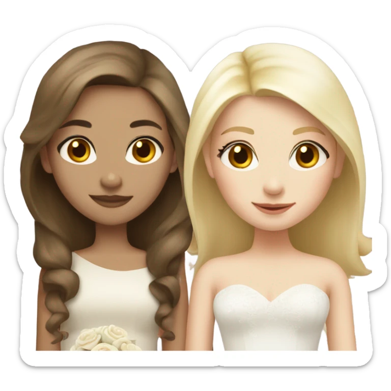 pale girl with brown hair marrying blonde girl sticker