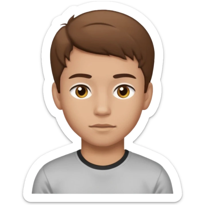 teenager guy hot brown hair, abbs, brown eyes, cute sticker