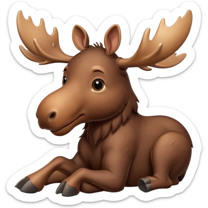 A high-resolution digital illustration of a baby moose in a clean, semi-realistic style. The baby moose is shown facing sideways head tilted  sticker