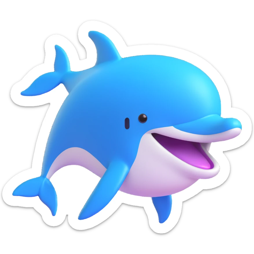 3D emoji of a dolphin mostly submerged, only the fin and part of the head visible sticker