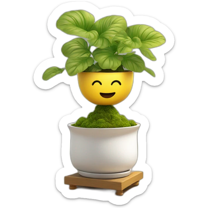 divine plant in a golden flower pot on a stand with four feer sticker
