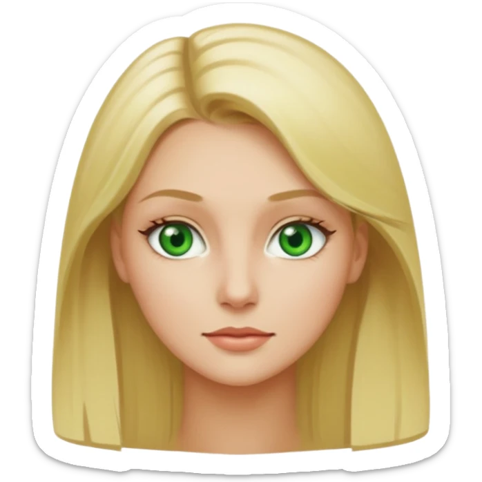 Blonde hair green eyes slim face beautiful woman sticker