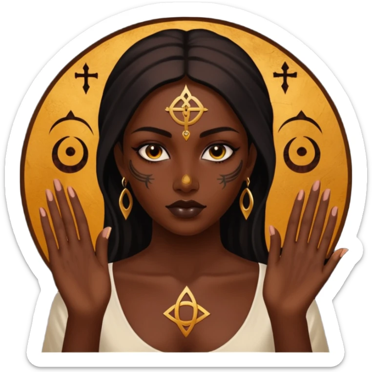 Dark oil traced over woman’s skin forming occult symbols, sensual devotion sticker