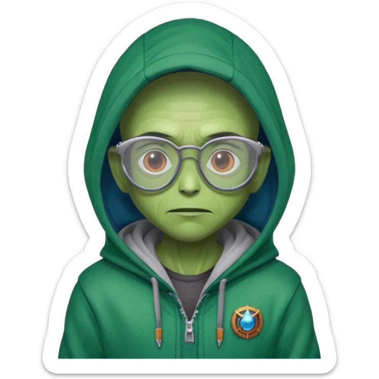 alien wear hoodie and glasses in guardian of the galaxy sticker