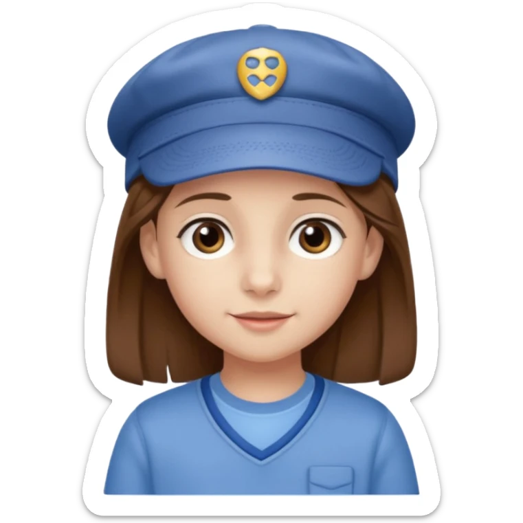 Une fille qui s’appelle Angèle aux cheveux marrons de neuf ans, qui adore les Capi, barra et aux yeux gris sticker