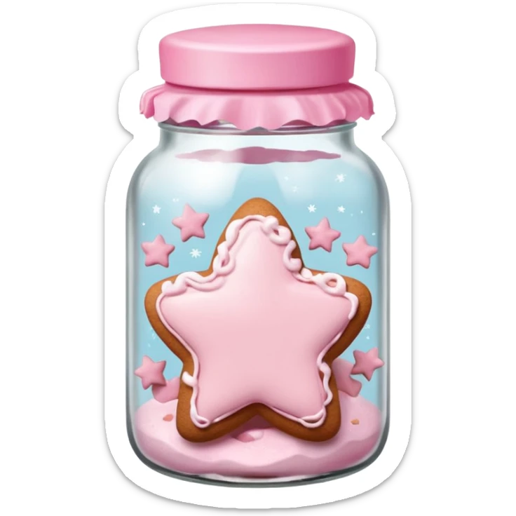pastel pink christmas gingerbread cookies in jar with pink lid and a star sticker