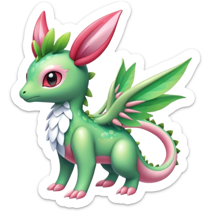 Shiny Exotic Cute Majestic Ethereal Sparkly Flygon-Sylveon-Shaymin-Meganium-Hybrid-Creature sticker