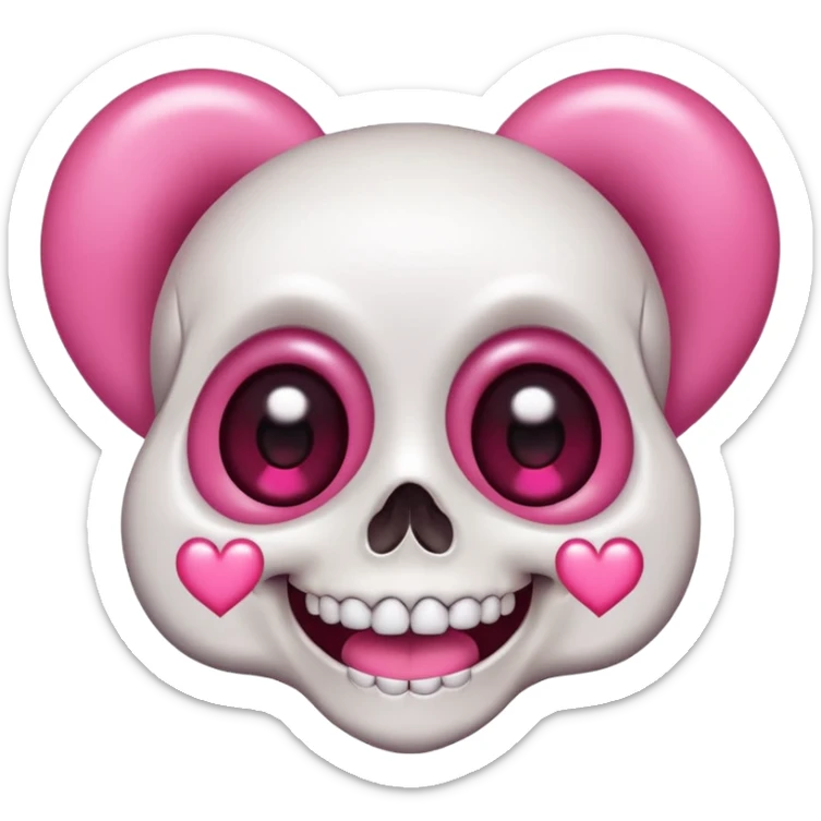 
Cute kawaii skull with a heart shaped nose and eyes are shaped as hearts cartoon -style/cute and transparent for a sticker sticker