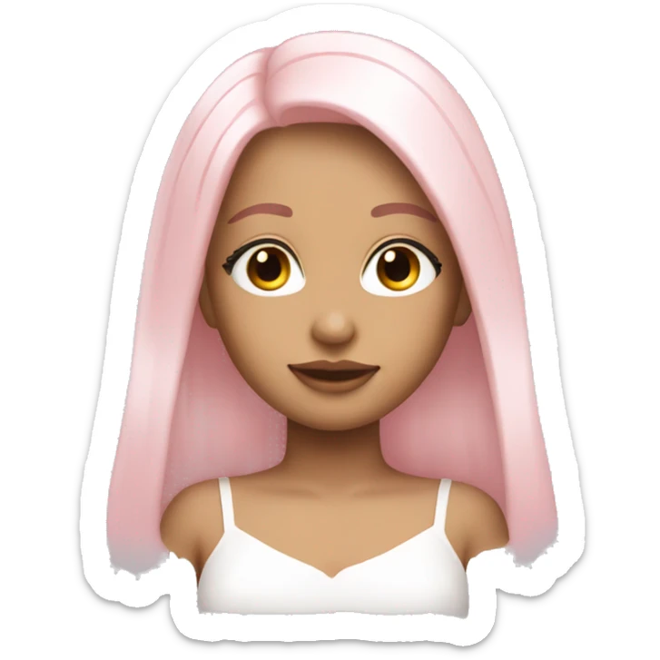 pretty angelic girl with straight light pink hair and long lashes sticker