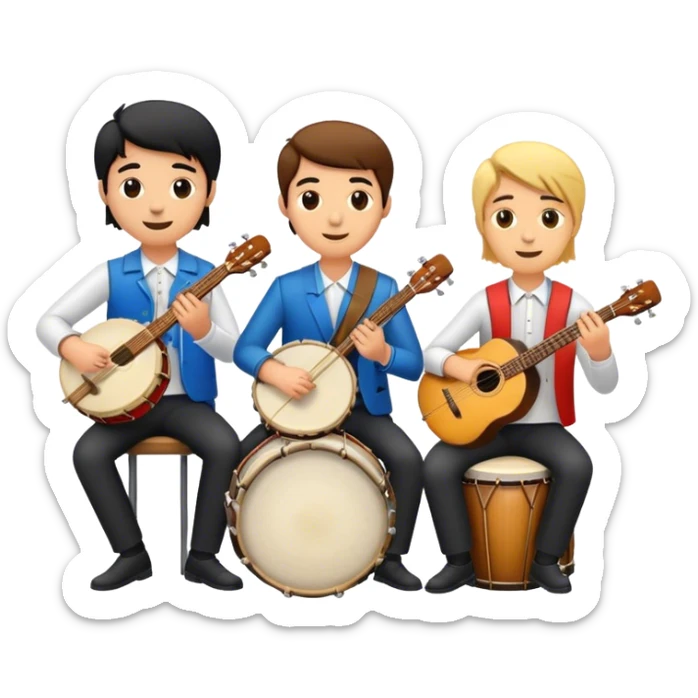 Bande of music 3 peoples one drum one guitar and one keys sticker