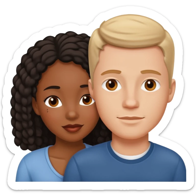 loving interracial couple. black woman and white man. in love  sticker