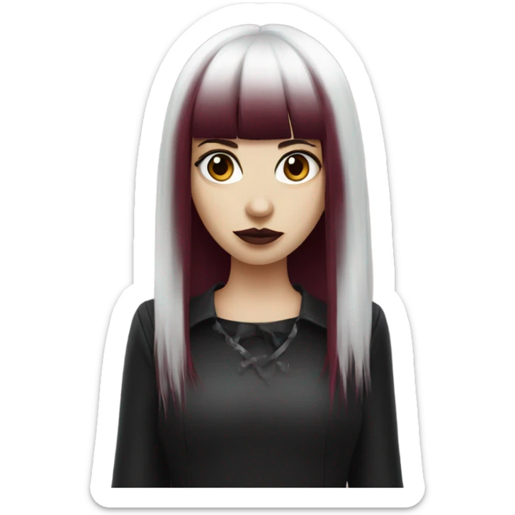 white goth girl with burgundy hair and bang  sticker