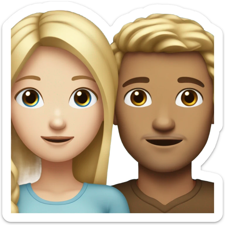 A blonde haired girl with her brown haired boyfriend. They both have blue eyes  sticker