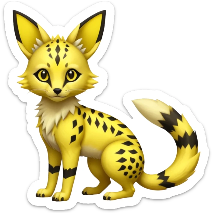Neon yellow Jolteon-Umbreon-Genet-Civet-Bastet-Cheetah-Hybrid (Full body) with black markings sticker