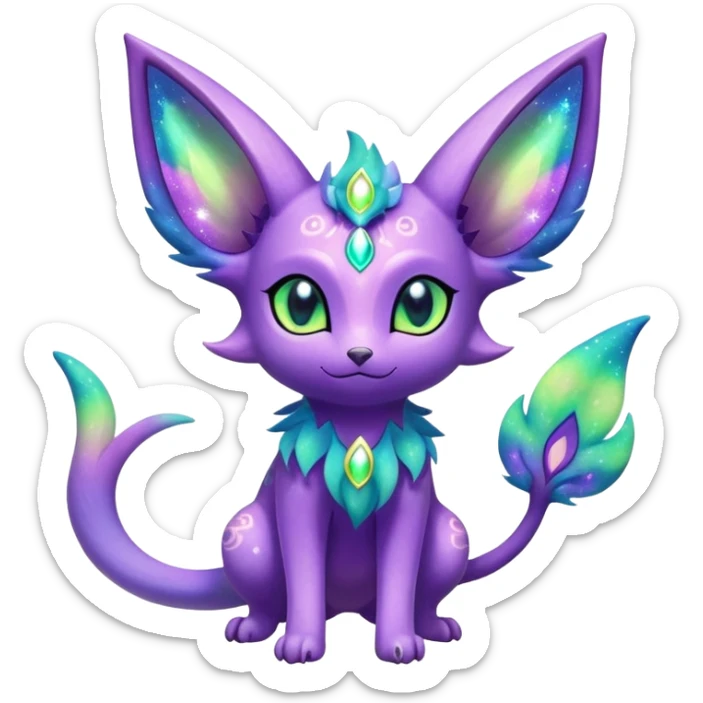 Shiny Exotic Cute Nebulae Sparkly Espeon-Meganium-Aurorus-Amaura-Hybrid-Creature with pattern-markings sticker