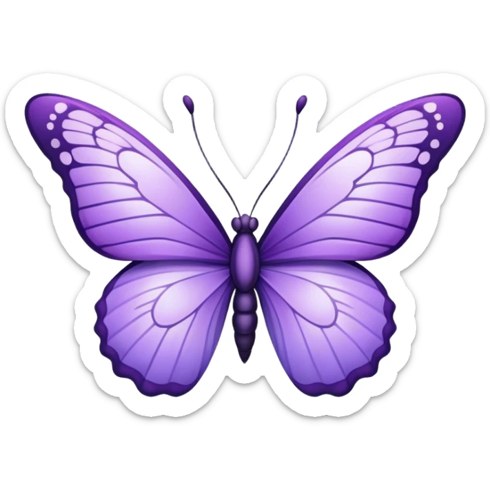  "A graceful butterfly with violet wings blending lavender, lilac, and royal purple, intricate and dreamy details." sticker