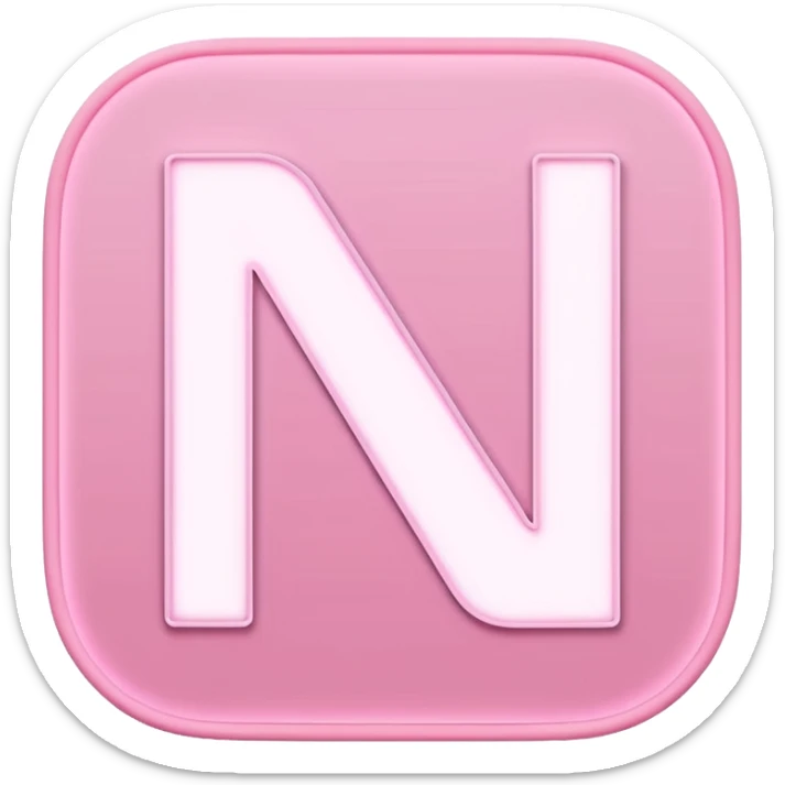 Netflix aesthetic "N" logo in pastel pink with white glowing outline around "N" sticker